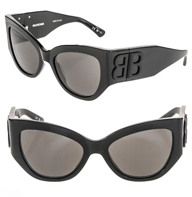 Gafas de sol unisex geométricas de moda negras BALENCIAGA BOSSY Cat 0322 BB0322S 001 Foto 1 de 4
