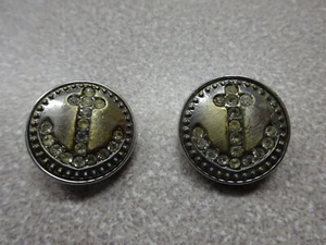 Lot of 2, Anchor with Rhinestones Snap Jewelry Charms, Ginger Snaps - Picture 1 of 6