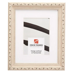 Craig Frames Ancien Ornate, 1.25" Wide Antique White Picture Frame With a Mat - Picture 1 of 9