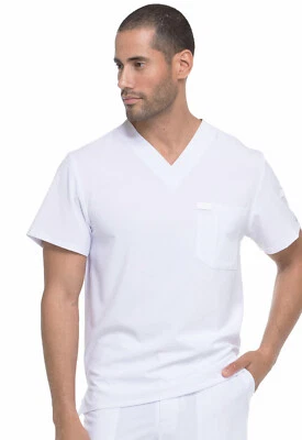 Dickies Scrubs EDS Essentials Men V Neck Top DK635 WTPS White Free Shipping - Image 1 of 4