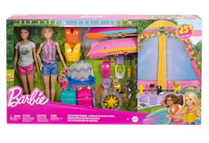 Barbie Camping Tent Kayak Doll Set With Accessories Kids toy New - Picture 1 of 6