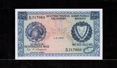 Cyprus 250 MILS 1976 M/56 217060  Gem UNC - Image 1 of 2