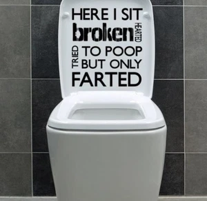 HERE I SIT.. BAÑO COTIZACIÓN PARED VINILO PEGATINA DECORACIÓN PLANTILLA GRÁFICO - Imagen 1 de 4