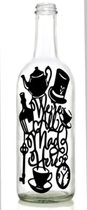 Vinyl Aufkleber Sticker für Weinflasche Alice im Wunderland waren alle verrückt  - Bild 1 von 2