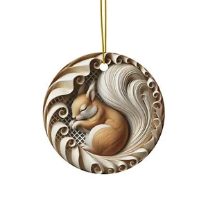 Sleeping Squirrel Ornament – Elegant Ceramic Christmas Tree Decoration - Picture 1 of 4