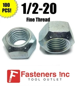 (Qty 100) 1/2-20 All Metal Top Crimping Cone Lock Nut Grade 8/C Zinc Plated Fine - Picture 1 of 2