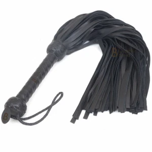 Real Genuine Cow Hide Leather Flogger 50 Falls Black Heavy Duty Thuddy whip - Picture 1 of 3