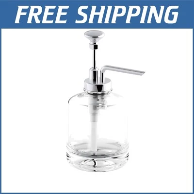 Dispensador de jabón cromado pulido atemporal con vidrio y metal para baños de lujo Foto 1 de 3