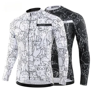 Jersey de ciclismo manga larga para hombres y mujeres blanco y negro bicicleta verano ropa anti UV - Imagen 1 de 23