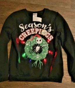 Nightmare Before Christmas NWT Size 8 Seasons Creeping LightUp Black Sweatshirt - Picture 1 of 6