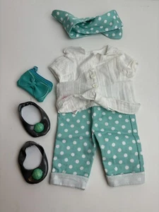 OG Aqua Polka Dot Pants White Top Outfit fits 18" American Girl Doll Clothes - Picture 1 of 6