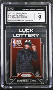 2022-23 Panini Prizm Luck of the Lottery #10 Shaedon Sharpe CGC 9 MINT - Picture 1 of 2
