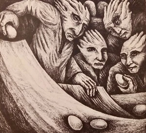 Jüri Arrak Juegos Populares Estonios Impresión Rodante de Huevos 1981 - Imagen 1 de 3
