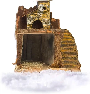 Capanna Presepe Natalizia in Legno 30X31X36Cm - Ideale per Decorare La Tua Casa  - Foto 1 di 12