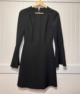 Charles Henry Classic Black Dress Long Sleeve Eyelet Embroidery - Picture 1 of 6