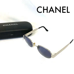 Gafas de sol RARAS CHANEL TC-0436 marco plateado lentes azules para mujer usadas auténticas - Imagen 1 de 9