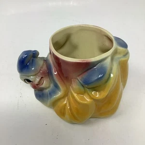 Vintage Shawnee Pottery USA 607 Circus Clown juggling Plant Yellow Blue Planter - Picture 1 of 7