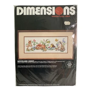Dimensions Woodland Babies Cross Stitch Kit Bunny Fawn Duckling Raccoon VTG 1986 - Picture 1 of 6
