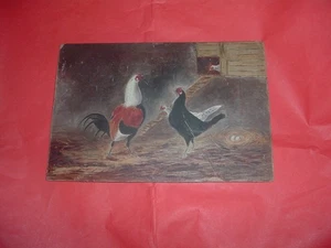 OLD ENGLISH GAME FOWL.... PAINTING APPROX 7" X 5" ON BOARD, POSSIBLE DUCKWING??? - Picture 1 of 2