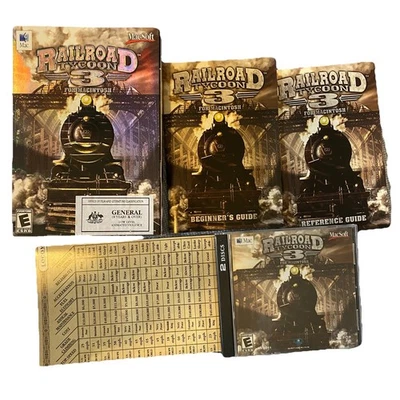 Railroad Tycoon 3 Mac Complete Big Box 2 Disc Manuals Chart Macsoft Macintosh - Image 1 of 4
