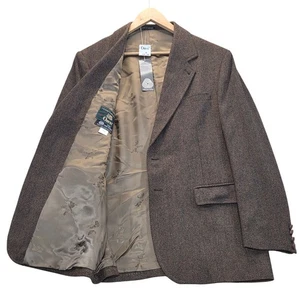NWT VTG Orvis Mens 42L Herringbone Tweed Blazer Brown Wool Sport Coat Jacket - Picture 1 of 9