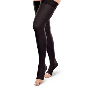 Therafirm Ease Opaque Open Toe, Thigh Highs 20-30mmHg (Black) Large Short - Picture 1 of 2