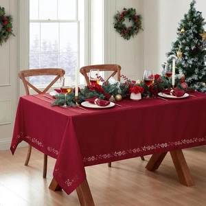 Elrene Home Fashions Poinsettia Noel 84 x 60 (Rectangular), Red  - Picture 1 of 6