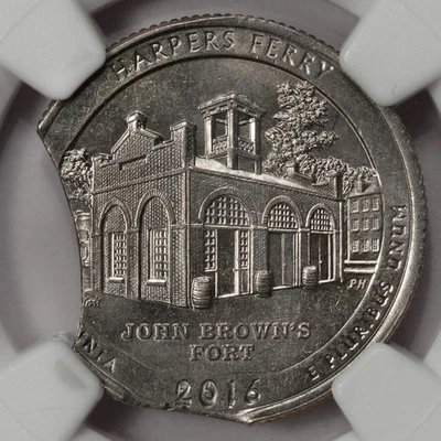 2016 NGC AU58 Double Curved Clips Harpers Ferry Quarter Error Extremely Rare - Image 1 of 4