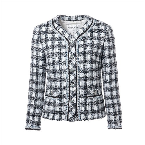 Giacca Chanel Coco Button 23AW cotone e nylon senza colletto 34 donna multicolore