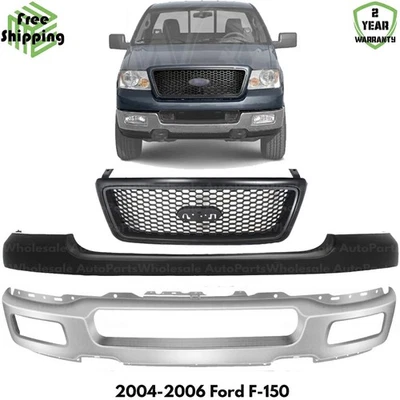 Front Bumper Face Bar Chrome & Grille Assembly Kit For 2004-2006 Ford F-150 Foto 1 de 4