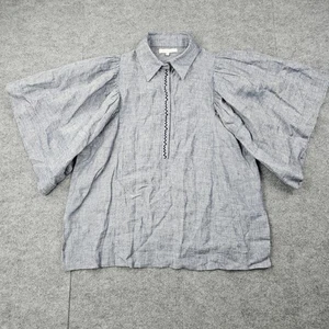 Camicetta Casilda Mut lino donna taglia unica blu manica svolazzante boho chic costa - Foto 1 di 6