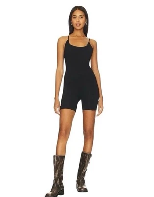 Mameluco Free People One To Watch talla mediana negro acanalado tejido cuello redondo Foto 1 de 4