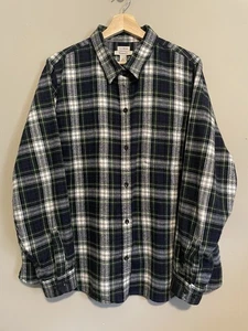 LL BEAN Flanellhemd Damen 1X Relaxed Fit Knopf blau gelb grün kariert - Bild 1 von 6