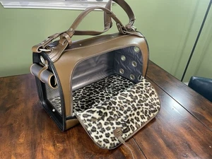 PET FLYS Flugzeugtragetasche für Hunde oder Katzen braun & schwarz Qualitätsleder 19 x 12 x 10 - Bild 1 von 9