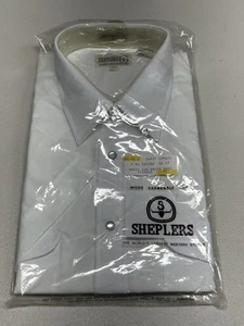Mens Vintage Sheplers Western Shirt Short Sleeve White Pearl Snap NIP New Sz 17 - Picture 1 of 9