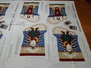 Whispering Pines Christmas Quilt Sewing Fabric Panel 2 Stockings Santa Angel - Picture 1 of 8