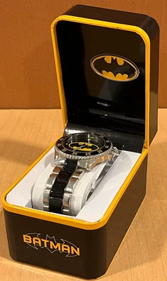 Reloj Batman TM DC Comics Accutime Acero Inoxidable Plateado Negro Warner Bros Nuevo en Caja Foto 1 de 4