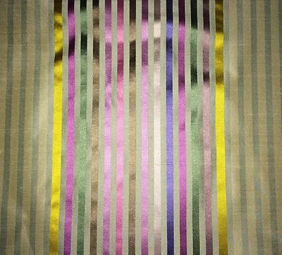 DESIGNERS GUILD Stripe silk multi color green pink violet chartreuse panel new - Image 1 of 4