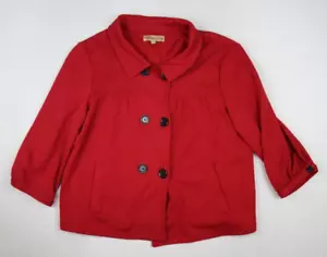 NOTATIONS - WOMEN'S RED STRETCH KNIT DOUBLE-BREASTED 3/4 SLEEVE JACKET - SIZE L - Picture 1 of 9