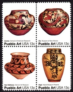 UNITED STATES SCOTT 1709a PUEBLO ART BLOCK OF 4 DIFFERENT MNH - Picture 1 of 1