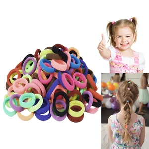 100PCS Cotton Hair Ties,Multicolor Small Toddler Hair Ties,Soft Elastic Ponytail - Picture 1 of 12