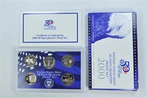 2000 S Proof State Quarter Set GEM DCAM w/ Box & COA 5 Coins Clad **Toned** - Image 1 of 1