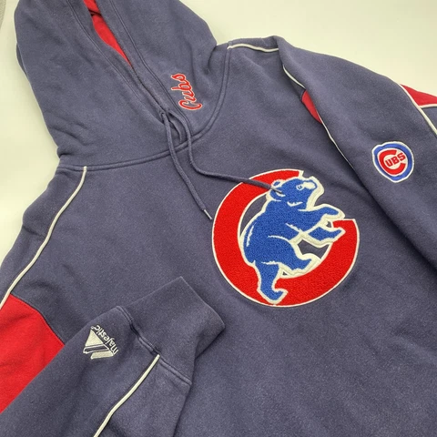 Chicago Cubs Mens Large Hoodie Embroidered Long Sleeve Pullover Sweatshirt Cover