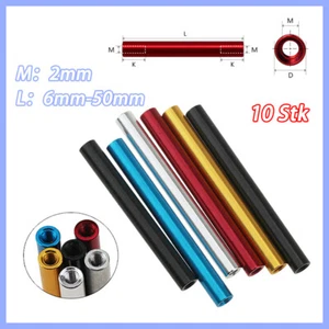 10Pc M2 Aluminum Alloy Thread Sleeve Rod Bar Stud Round Connector Tube Long Nuts - Picture 1 of 13
