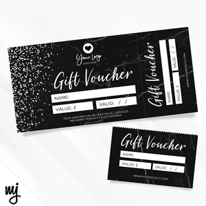 Custom Printed Gift Vouchers | Perforated | Black Marble White Modern Generic - Picture 1 of 1