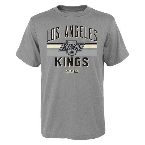 NHL Youth Boys 8-20 Kings Classic Stripe Short Sleeve Tee, L(14-16), Heather Cover