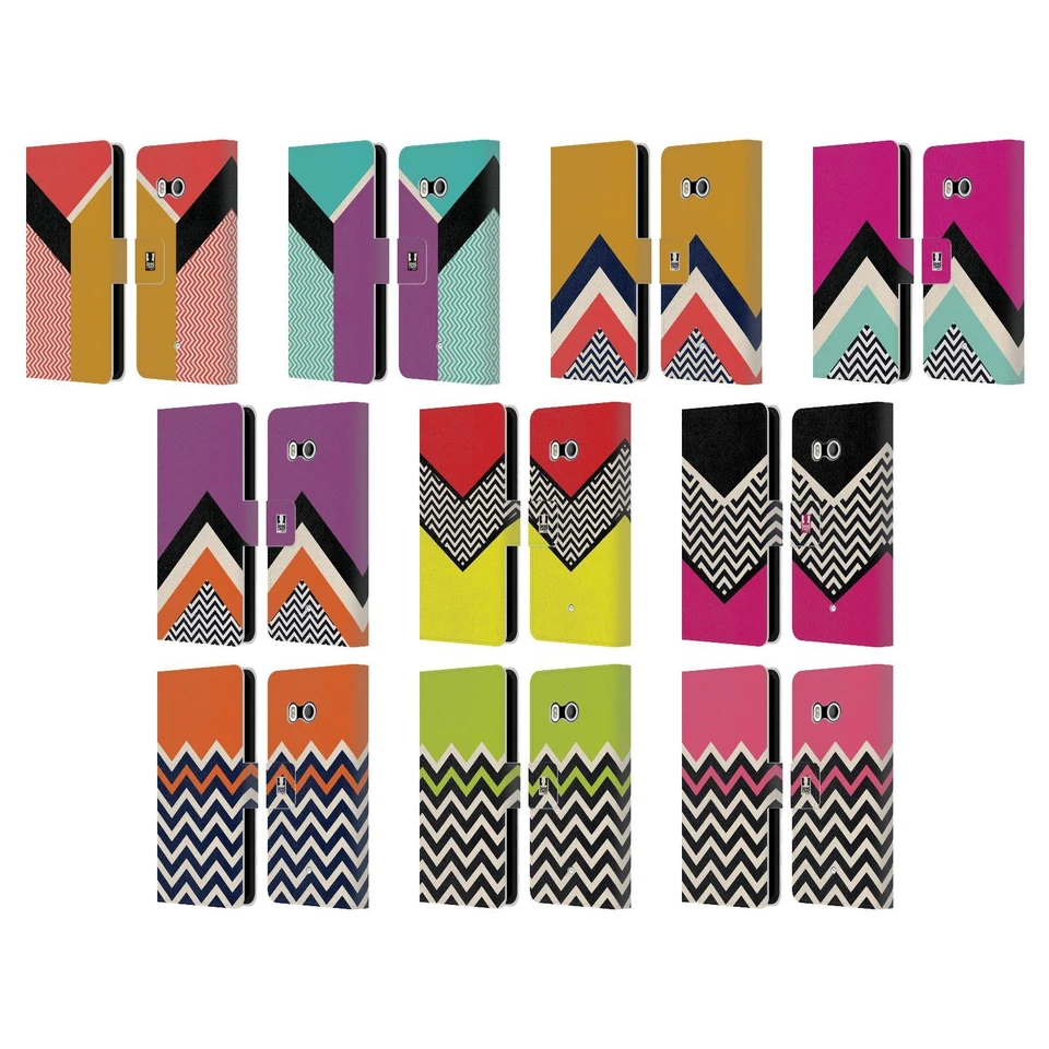 HEAD CASE DESIGNS BLOQUE DE COLOR CHEVRON CUERO LIBRO CARTERA ESTUCHE PARA TELÉFONOS HTC 1 Foto 1 de 4