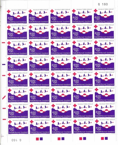 Greenland 1993 70th Anniv of Red Cross, Birds Complete Sheet SG Cat £140 UNM/MNH Cover