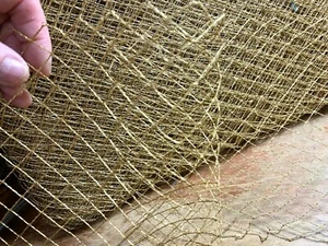 vintage 1900s veil 8" wide rare netting gold metallic 1yd made in France - Picture 1 of 8