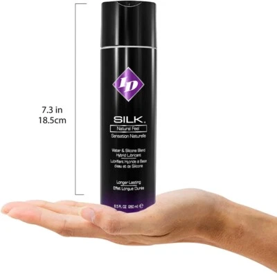 Lubricante personal híbrido ID Silk mezcla de agua y silicona de larga duración 8,5 oz Foto 1 de 3